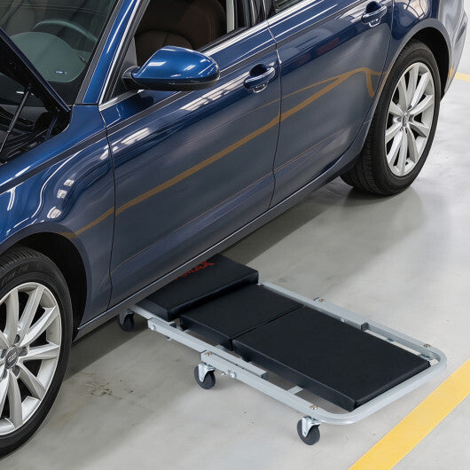 36" 2-in-1 Mechanic Creeper and Z-Seat with 6 Swivel Casters-Black LuxuryLifeWay Online Store