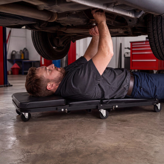 36" 3-in-1 Folding Mechanic Creeper Under Car Roller Creeper-Black LuxuryLifeWay Online Store