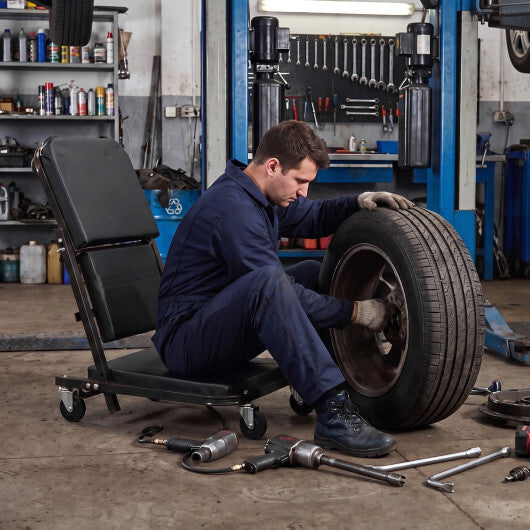 36" 3-in-1 Folding Mechanic Creeper Under Car Roller Creeper-Black LuxuryLifeWay Online Store