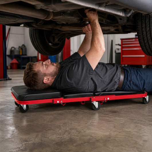 36" 3-in-1 Folding Mechanic Creeper Under Car Roller Creeper-Black LuxuryLifeWay Online Store