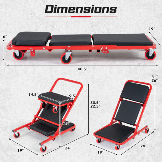 41" Foldable Mechanic Creeper with 450 LBS Capacity-Black LuxuryLifeWay Online Store