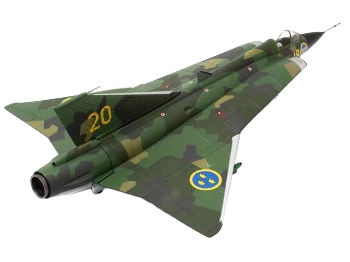 Saab J35J Draken Fighter Aircraft "Splinter Camouflage Scheme F 18 Sodertorn Wing" (1972) Swedish Air Force 1/72 Diecast Model Airplane by Aviation 72 LuxuryLifeWay Online Store