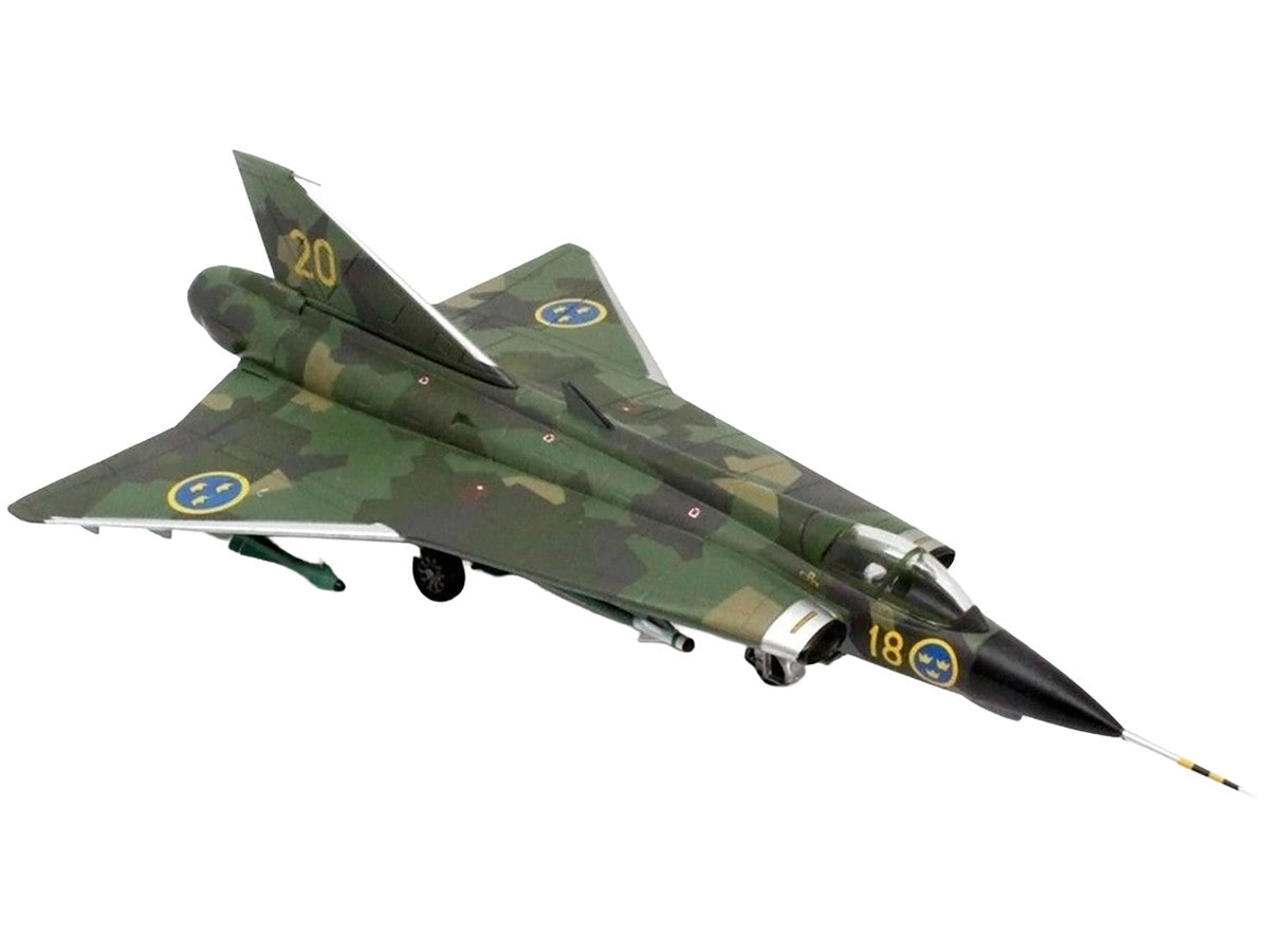 Saab J35J Draken Fighter Aircraft "Splinter Camouflage Scheme F 18 Sodertorn Wing" (1972) Swedish Air Force 1/72 Diecast Model Airplane by Aviation 72 LuxuryLifeWay Online Store