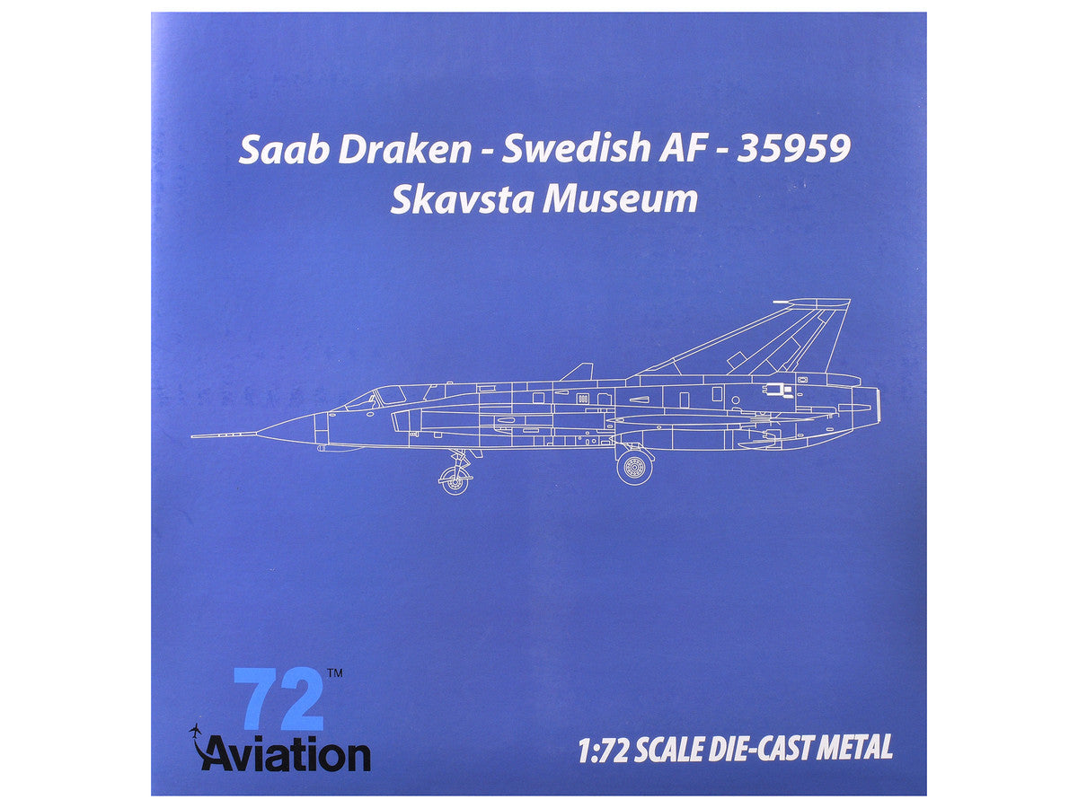 Saab S35 Draken Fighter Aircraft "59 F 11 Wing Skavsta Museum" (1979) Swedish Air Force 1/72 Diecast Model Airplane by Aviation 72 LuxuryLifeWay Online Store