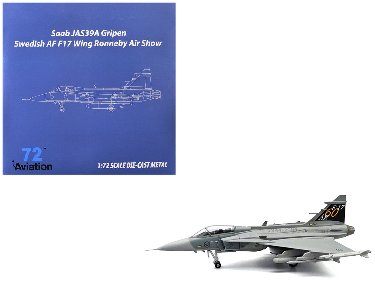 Saab JAS 39A Gripen Fighter Aircraft "17 Wing 60th Anniversary Livery Ronneby Air Show" (2004) Swedish Air Force 1/72 Diecast Model Airplane by Aviation 72 LuxuryLifeWay Online Store