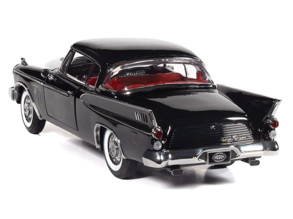 1957 Studebaker Golden Hawk Midnight Black with Red Interior 1/18 Diecast Model by Auto World LuxuryLifeWay Online Store