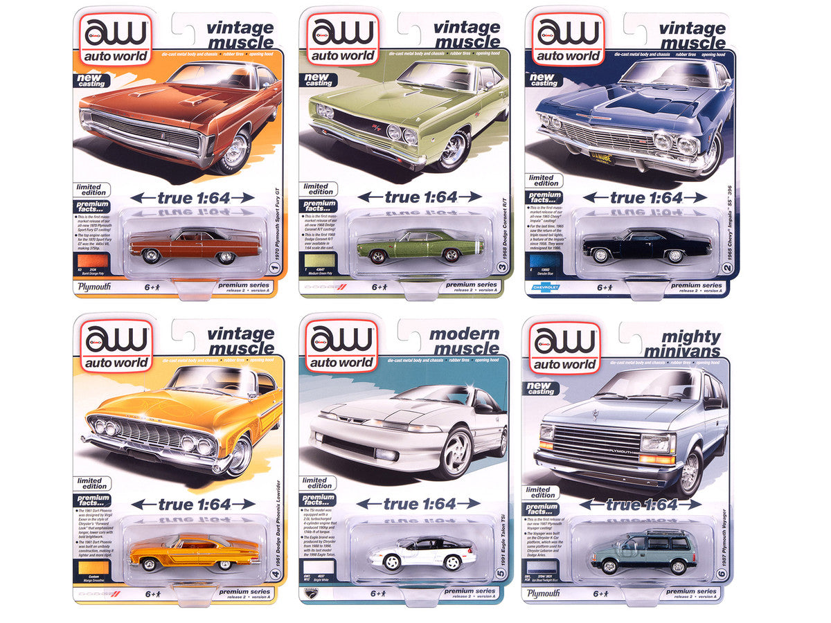 Auto World Premium 2025 Release 2 Set A of 6 pieces 1/64 Diecast Model Cars by Auto World LuxuryLifeWay Online Store