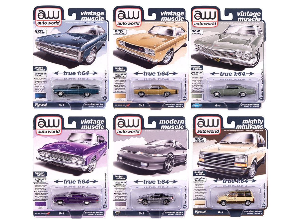 Auto World Premium 2025 Release 2 Set B of 6 pieces 1/64 Diecast Model Cars by Auto World LuxuryLifeWay Online Store