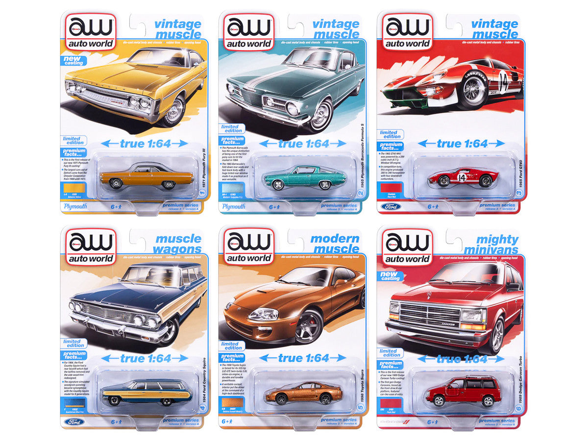 Auto World Premium 2025 Release 3 Set A of 6 pieces 1/64 Diecast Model Cars by Auto World LuxuryLifeWay Online Store