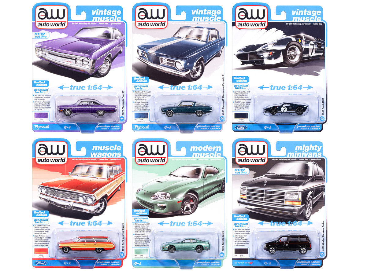 Auto World Premium 2025 Release 3 Set B of 6 pieces 1/64 Diecast Model Cars by Auto World LuxuryLifeWay Online Store