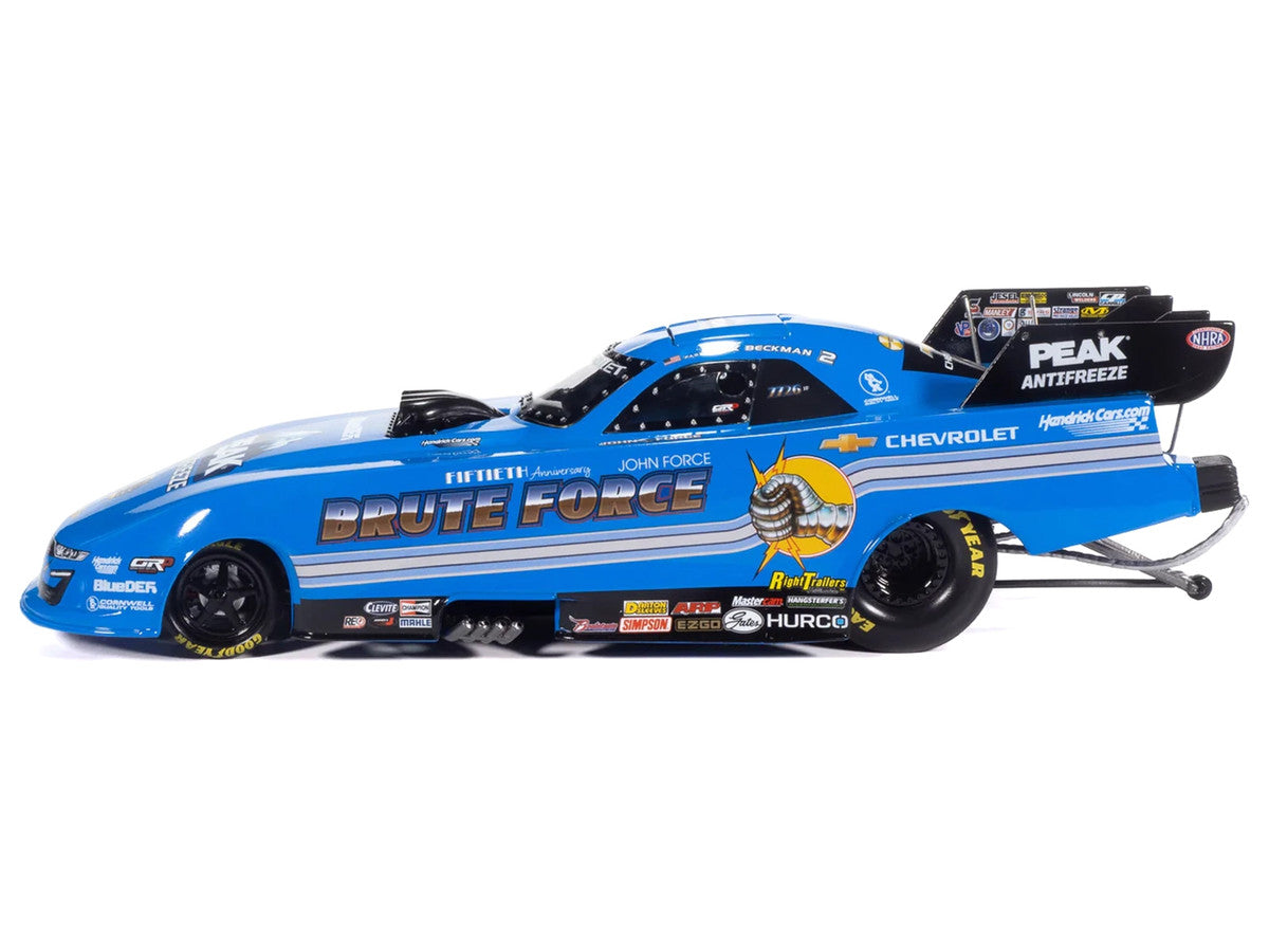 Chevrolet Camaro SS NHRA Funny Car Jack Beckman "Brute Force Tribute" (2025) "John Force Racing" Limited Edition 1/24 Diecast Model by Auto World LuxuryLifeWay Online Store