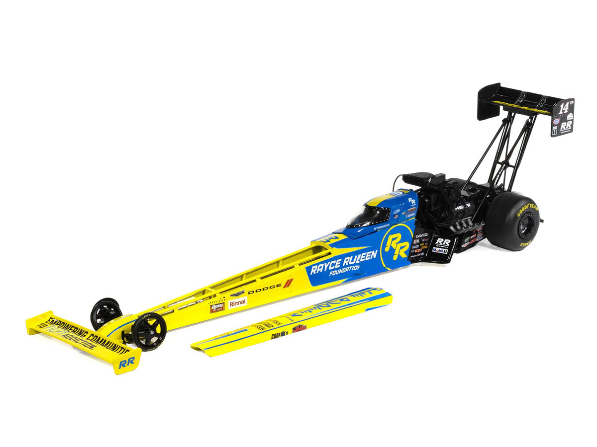 NHRA TFD (Top Fuel Dragster) #14TF Tony Stewart "Rayce Rudeen Foundation" Blue and Yellow (2025) 1/24 Diecast Model by Auto World LuxuryLifeWay Online Store