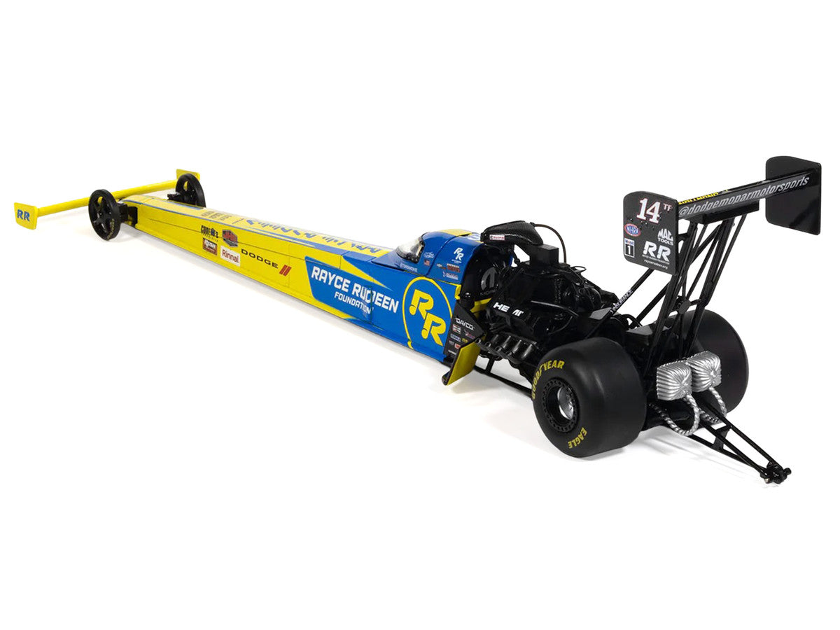 NHRA TFD (Top Fuel Dragster) #14TF Tony Stewart "Rayce Rudeen Foundation" Blue and Yellow (2025) 1/24 Diecast Model by Auto World LuxuryLifeWay Online Store