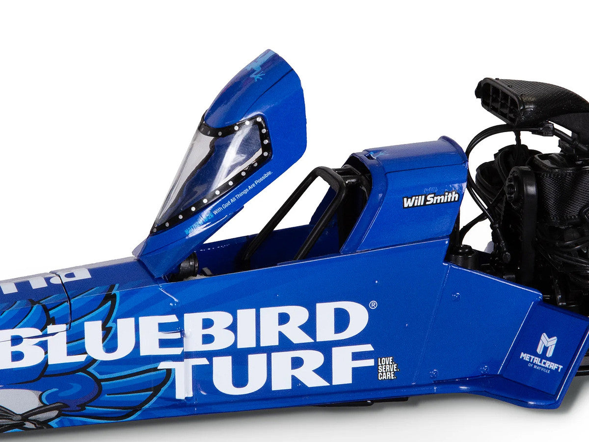 NHRA TFD (Top Fuel Dragster) #TF200 Will Smith "Bluebird Turf" Blue with Graphics (2026) 1/24 Diecast Model Car by Auto World LuxuryLifeWay Online Store