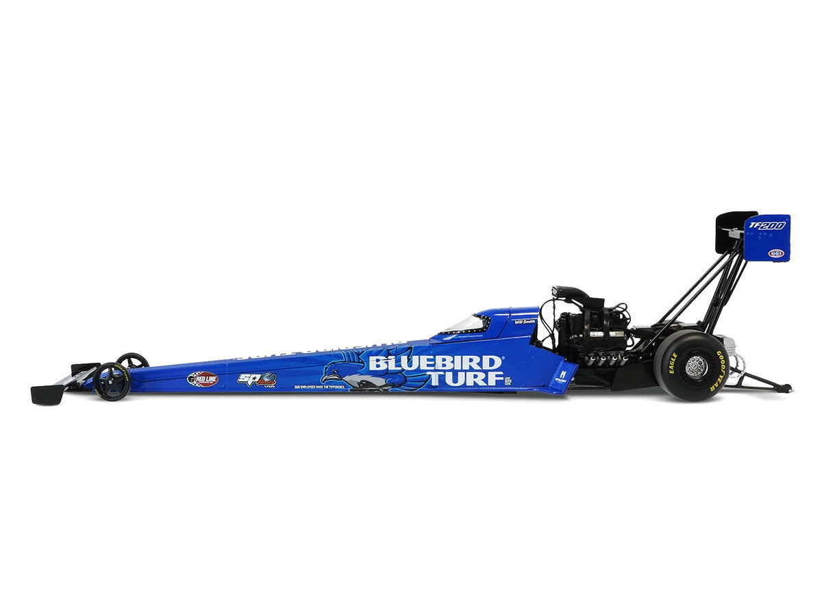 NHRA TFD (Top Fuel Dragster) #TF200 Will Smith "Bluebird Turf" Blue with Graphics (2026) 1/24 Diecast Model Car by Auto World LuxuryLifeWay Online Store