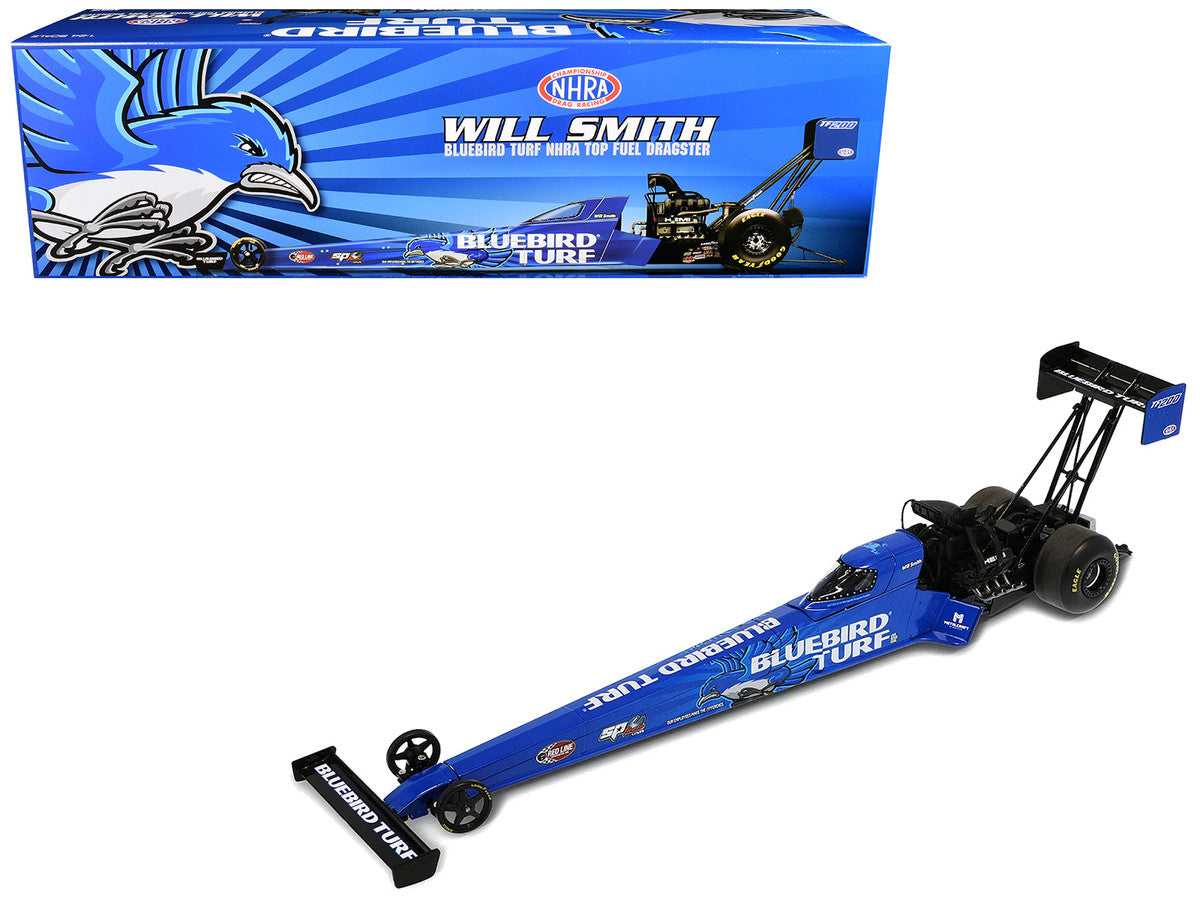 NHRA TFD (Top Fuel Dragster) #TF200 Will Smith "Bluebird Turf" Blue with Graphics (2026) 1/24 Diecast Model Car by Auto World LuxuryLifeWay Online Store