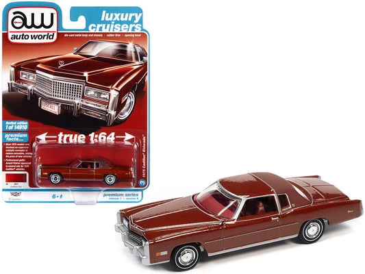 1975 Cadillac Eldorado Firethorn Red Metallic with Rear Section of Roof Matt Dark Red "Luxury Cruisers" Limited Edition to 14910 pieces Worldwide 1/64 Diecast Model Car by Auto World LuxuryLifeWay Online Store