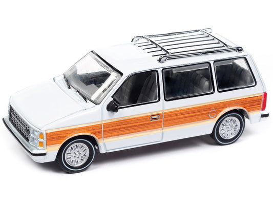 1985 Dodge Caravan Van White with Woodgrain Side Panels "Mighty Minivans" Series 1/64 Diecast Model Car by Auto World LuxuryLifeWay Online Store