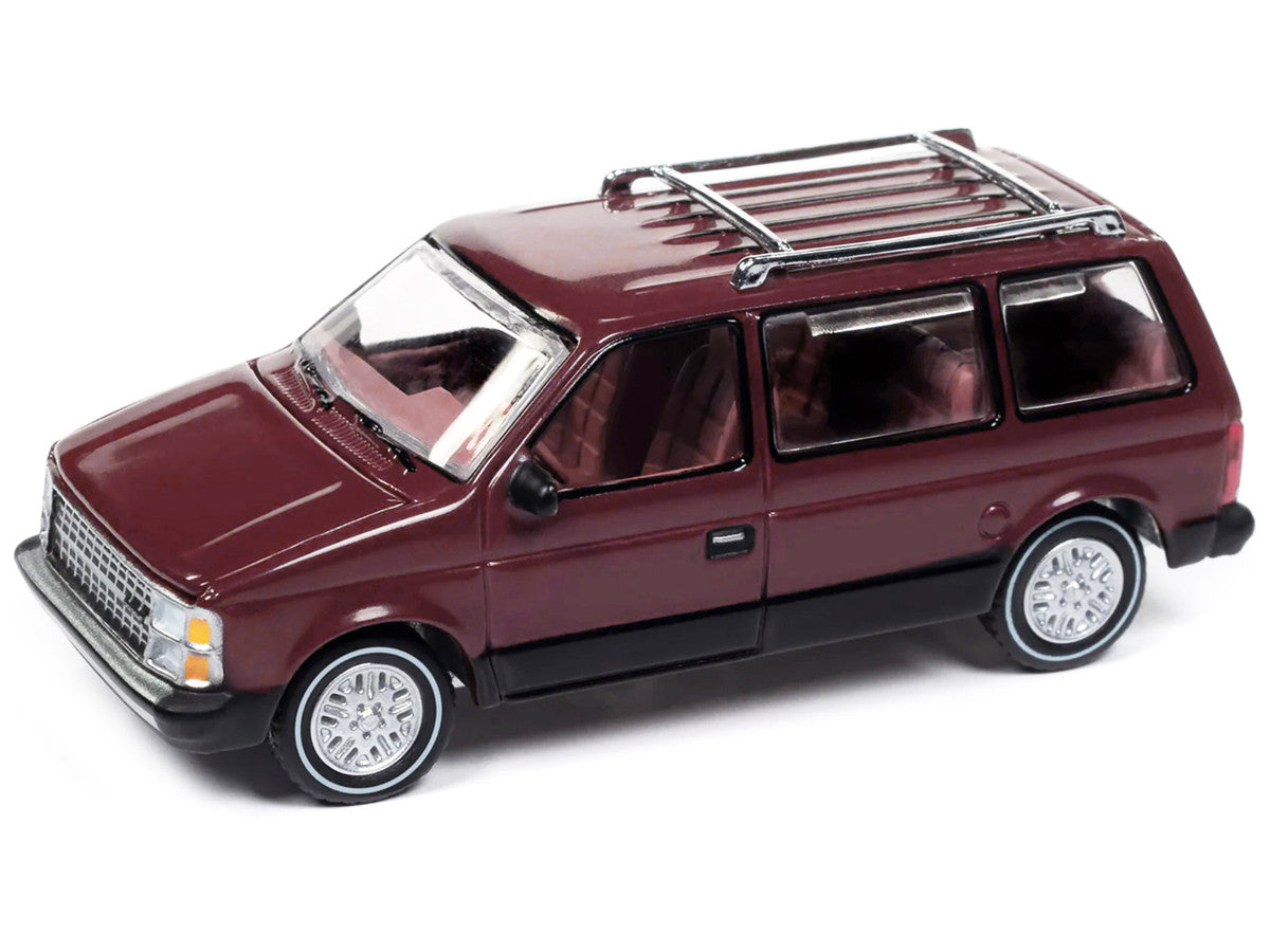 1985 Dodge Caravan Van Crimson Red and Black "Mighty Minivans" Series 1/64 Diecast Model Car by Auto World LuxuryLifeWay Online Store