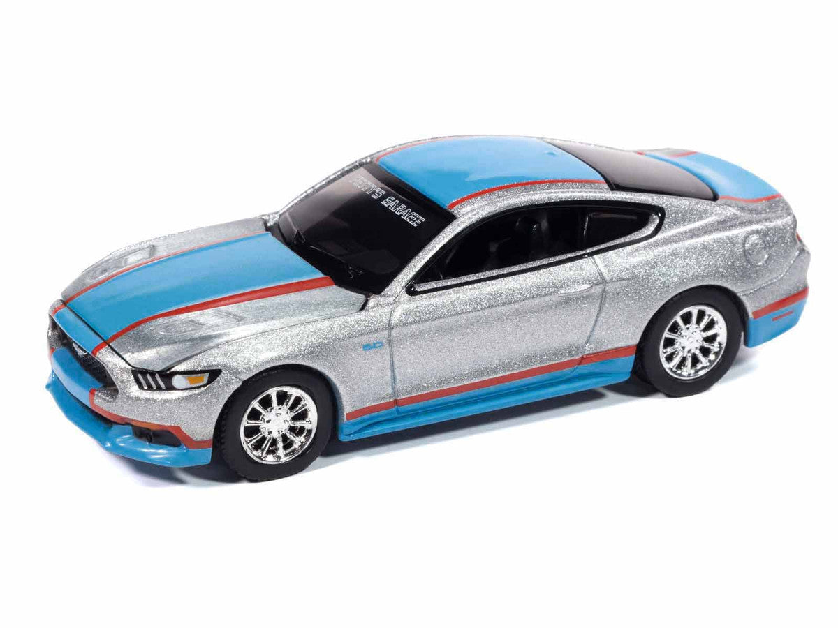 2017 Ford Mustang GT Tribute Edition "Petty's Garage" Ingot Silver Metallic with Petty Blue and Red Stripes "Modern Muscle" Series 1/64 Diecast Model Car by Auto World LuxuryLifeWay Online Store