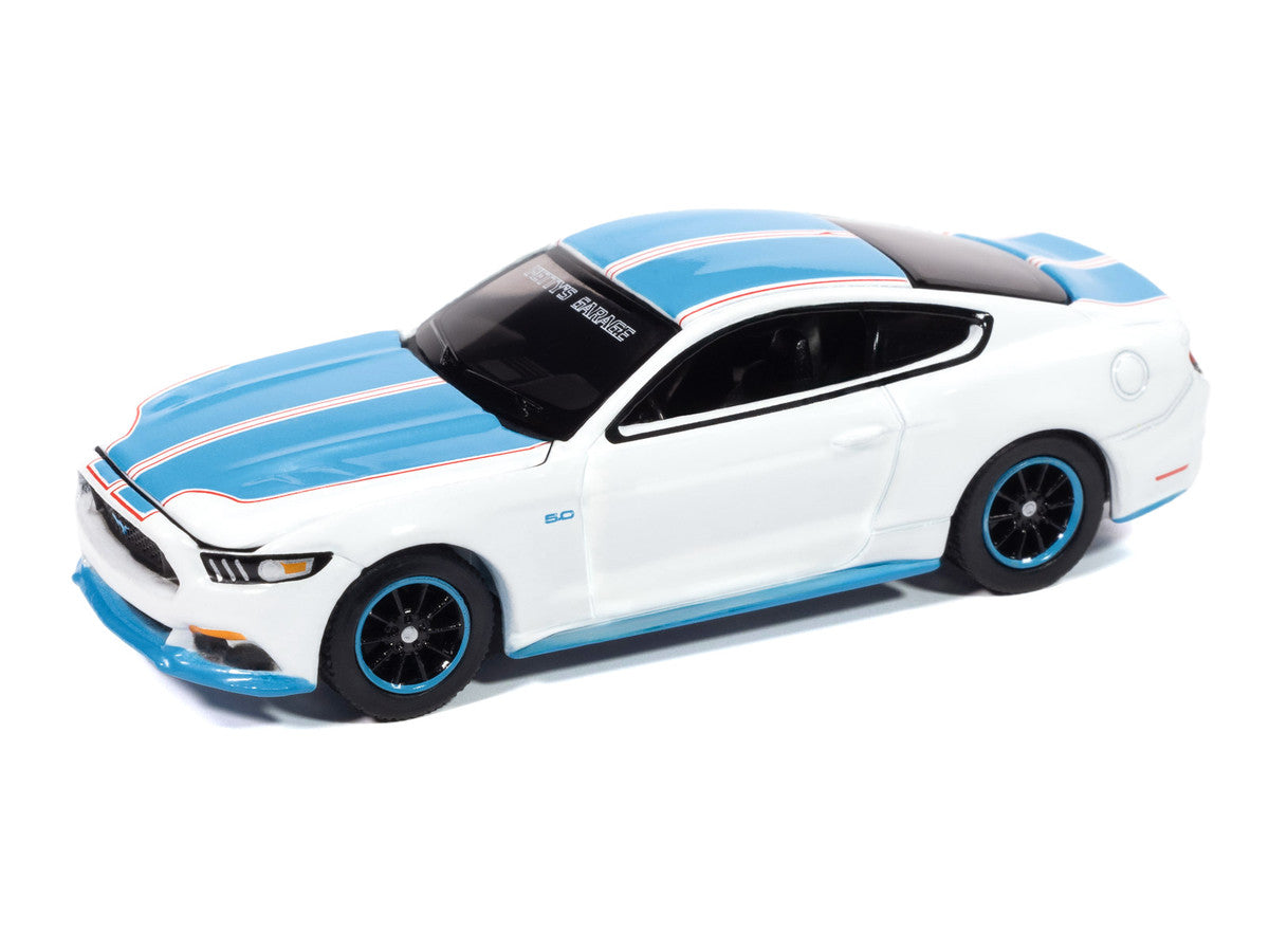 2016 Ford Mustang GT King Premier Edition "Petty's Garage" Oxford White with Petty Blue Stripes "Modern Muscle" Series 1/64 Diecast Model Car by Auto World LuxuryLifeWay Online Store