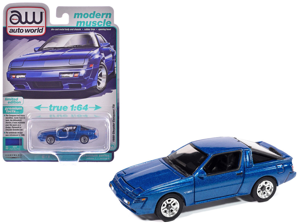 1988 Chrysler Conquest TSi Bright Blue Metallic "Modern Muscle" Series 1/64 Diecast Model Car by Auto World LuxuryLifeWay Online Store