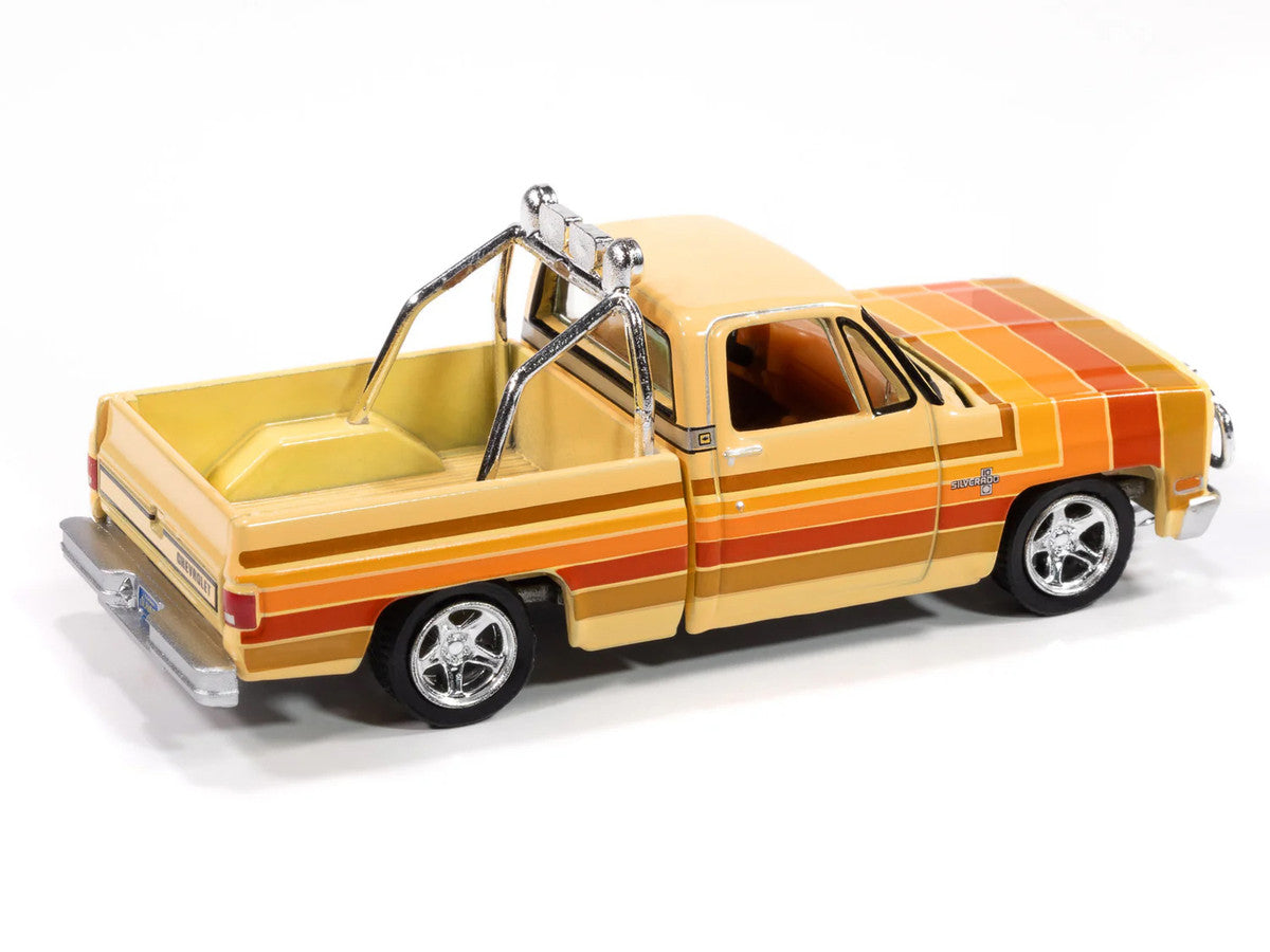 1981 Chevrolet Silverado Fleetside Pickup Truck Cream with Stripes "Hobby Exclusive" Series 1/64 Diecast Model Car by Auto World LuxuryLifeWay Online Store