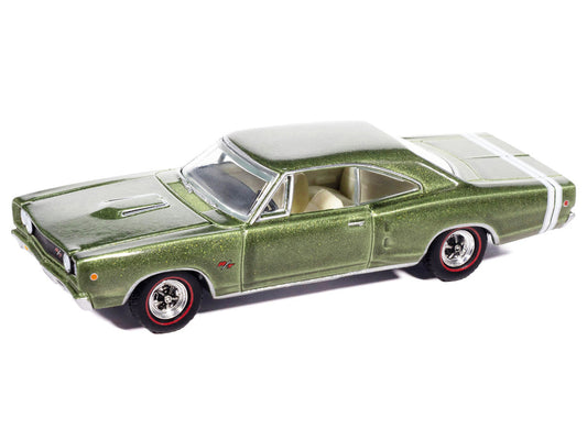1968 Dodge Coronet R/T Medium Green Metallic with White Interior "Vintage Muscle" Series 1/64 Diecast Model Car by Auto World LuxuryLifeWay Online Store