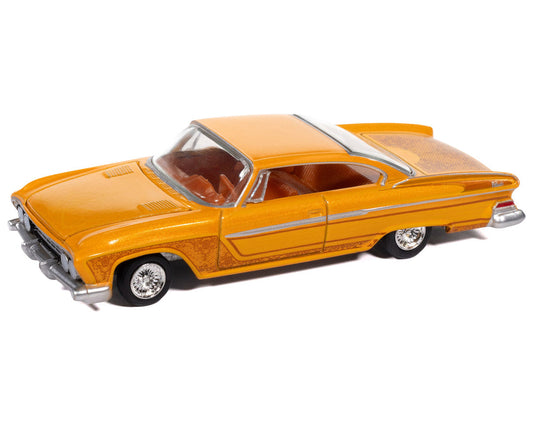 1961 Dodge Dart Phoenix Lowrider Mango Smoothie Metallic with Graphics and Orange Interior "Vintage Muscle" Series 1/64 Diecast Model Car by Auto World LuxuryLifeWay Online Store