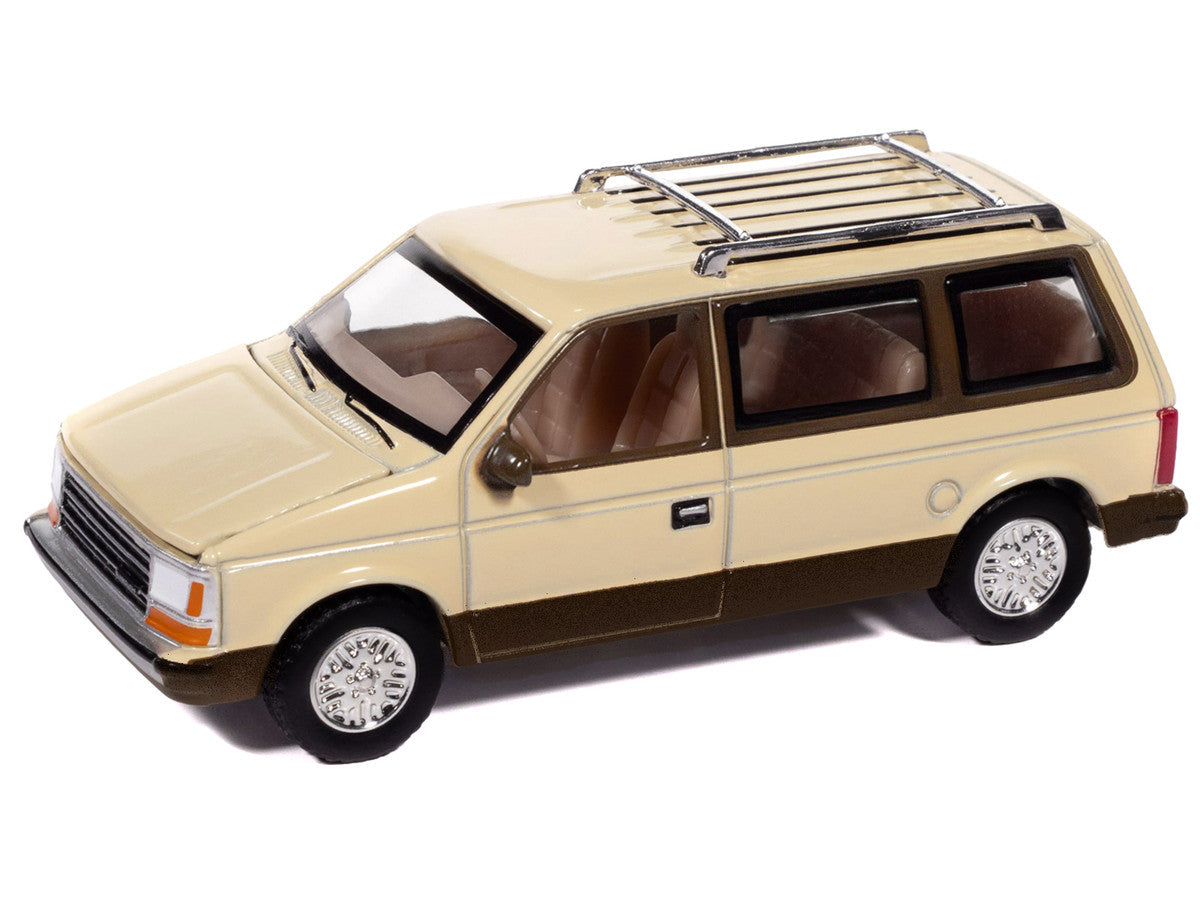1987 Plymouth Voyager Van Light Cream and Golden Bronze Metallic 2-Tone "Mighty Minivans" Series 1/64 Diecast Model Car by Auto World LuxuryLifeWay Online Store