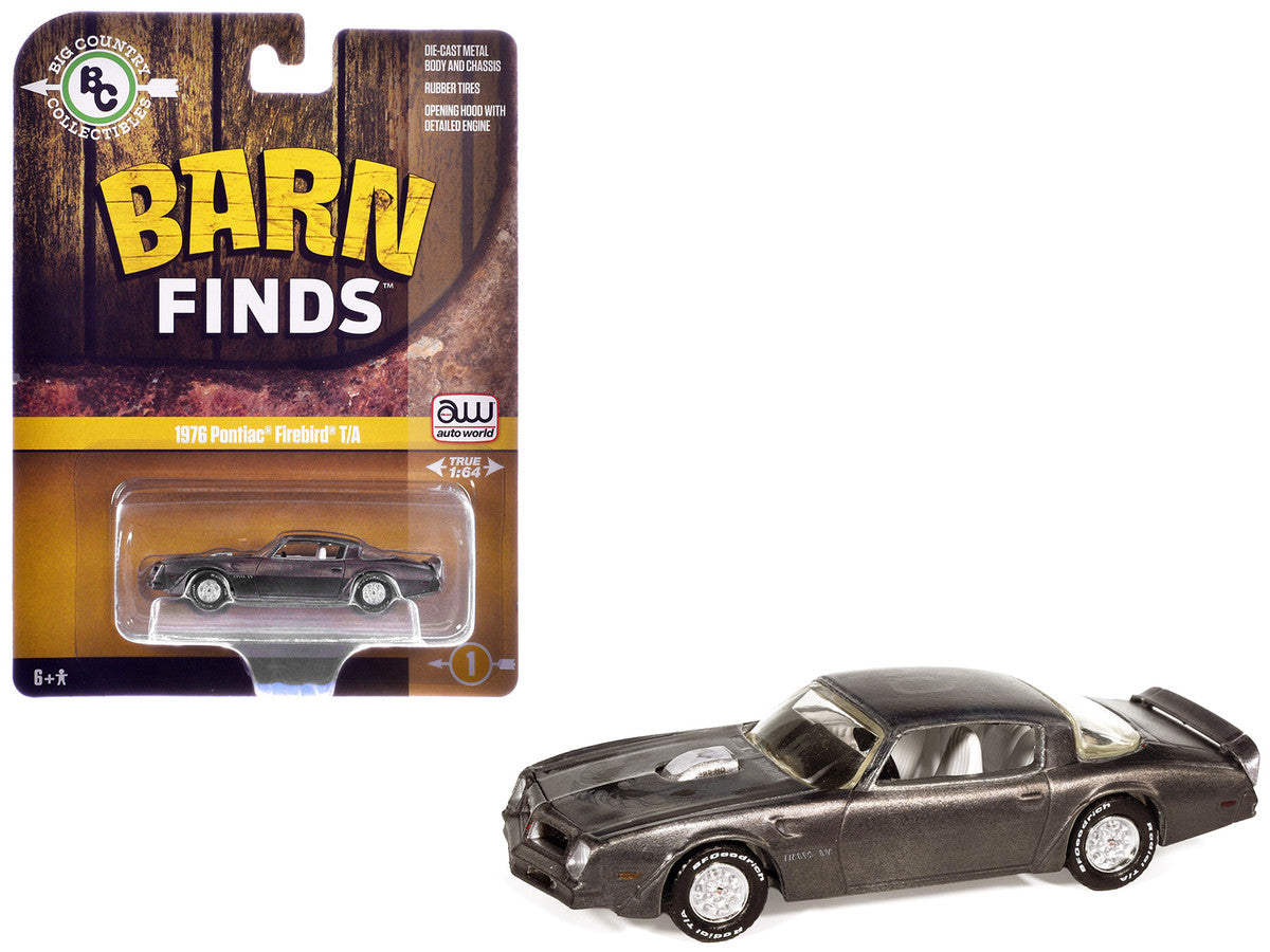 1976 Pontiac Firebird T/A "Barn Finds" Gray Metallic (Weathered) with White Interior "Big Country Collectibles" 2025 Series 1/64 Diecast Model Car by Auto World LuxuryLifeWay Online Store