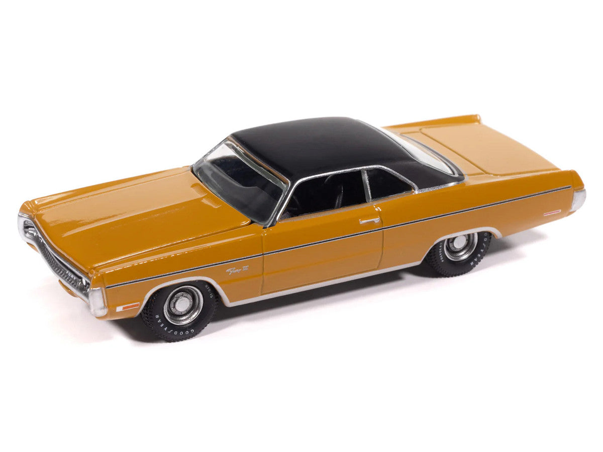 1971 Plymouth Fury III Bahama Yellow with Black Top "Vintage Muscle" Series 1/64 Diecast Model Car by Auto World LuxuryLifeWay Online Store