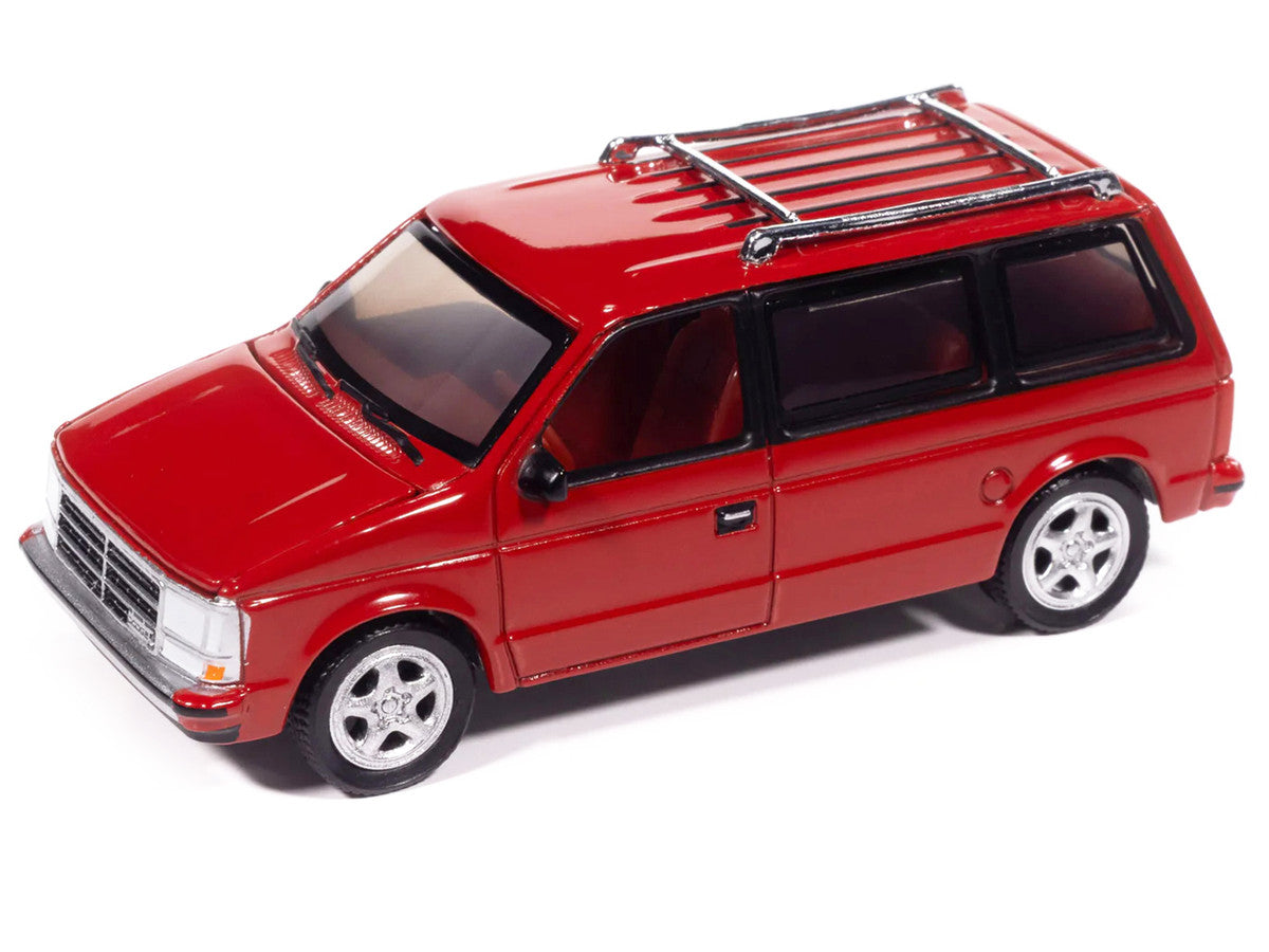 1989 Dodge Caravan Turbo Van Flash Red "Mighty Minivans" Series 1/64 Diecast Model Car by Auto World LuxuryLifeWay Online Store