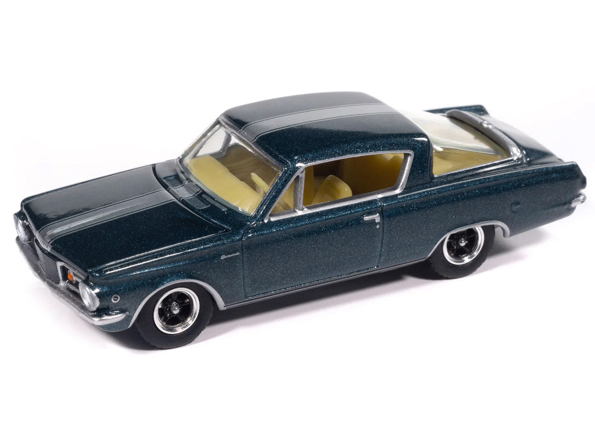 1965 Plymouth Barracuda Formula S Dark Blue Metallic with Silver Stripe "Vintage Muscle" Series 1/64 Diecast Model Car by Auto World LuxuryLifeWay Online Store