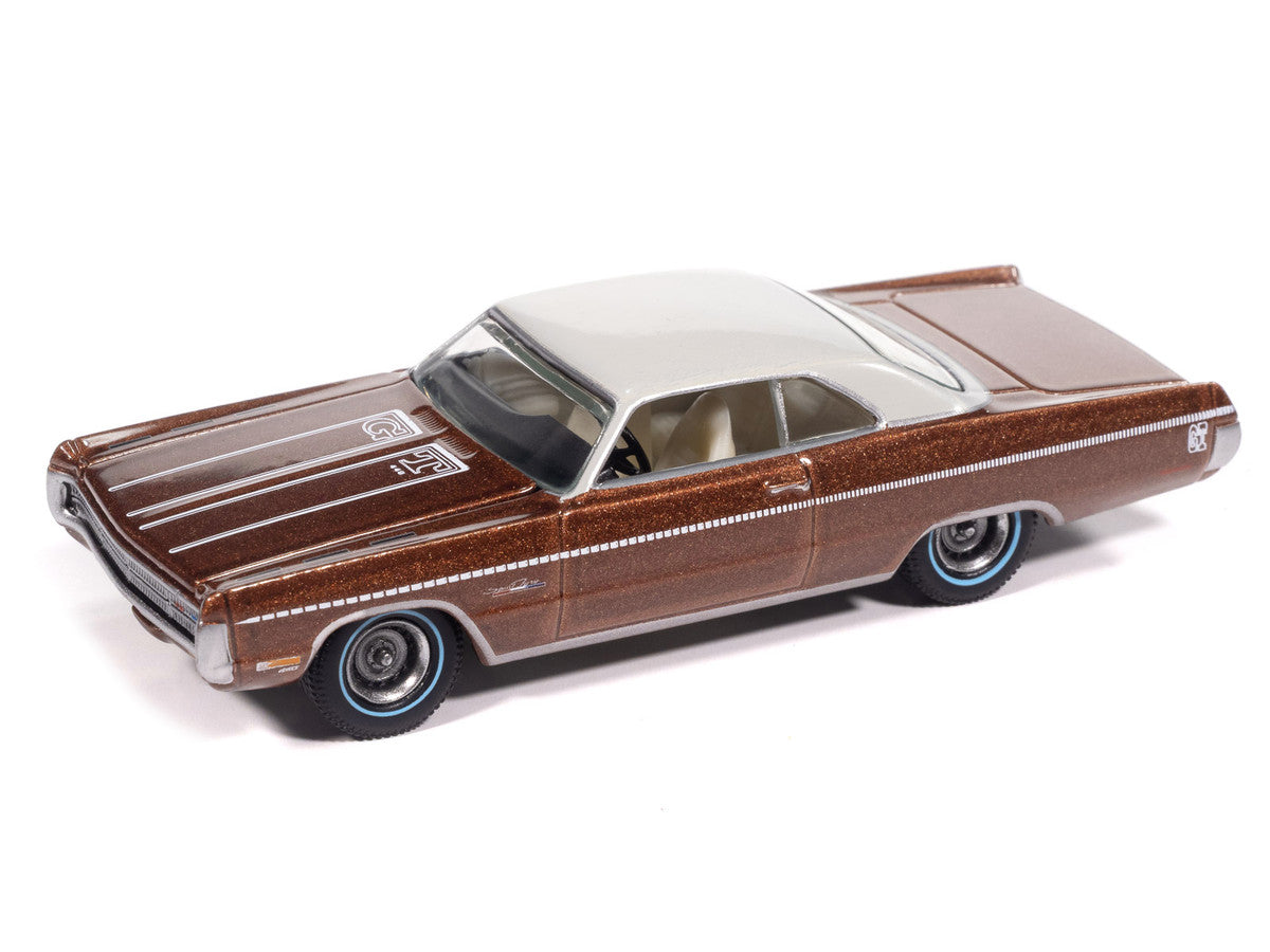 1971 Plymouth Sport Fury GT Autumn Bronze Metallic with White Graphics and Top "Vintage Muscle" Series 1/64 Diecast Model Car by Auto World LuxuryLifeWay Online Store