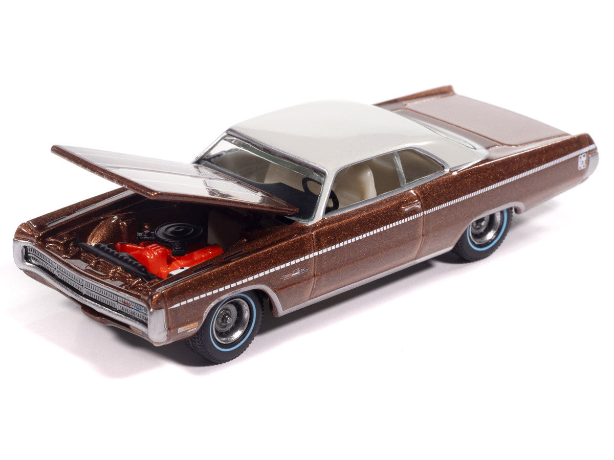 1971 Plymouth Sport Fury GT Autumn Bronze Metallic with White Graphics and Top "Vintage Muscle" Series 1/64 Diecast Model Car by Auto World LuxuryLifeWay Online Store