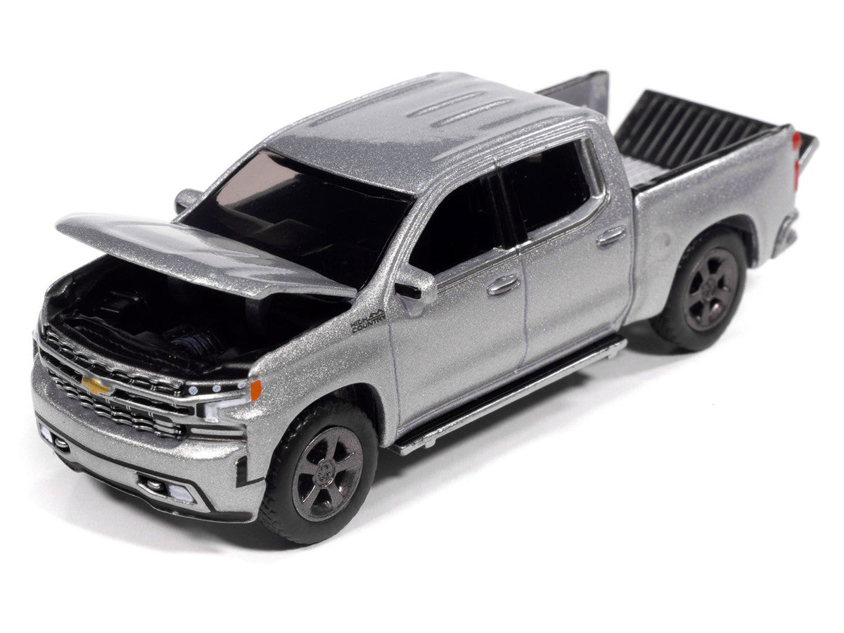 2019 Chevrolet Silverado High Country Pickup Truck Silver Ice Metallic "Muscle Trucks" Series 1/64 Diecast Model Car by Auto World LuxuryLifeWay Online Store