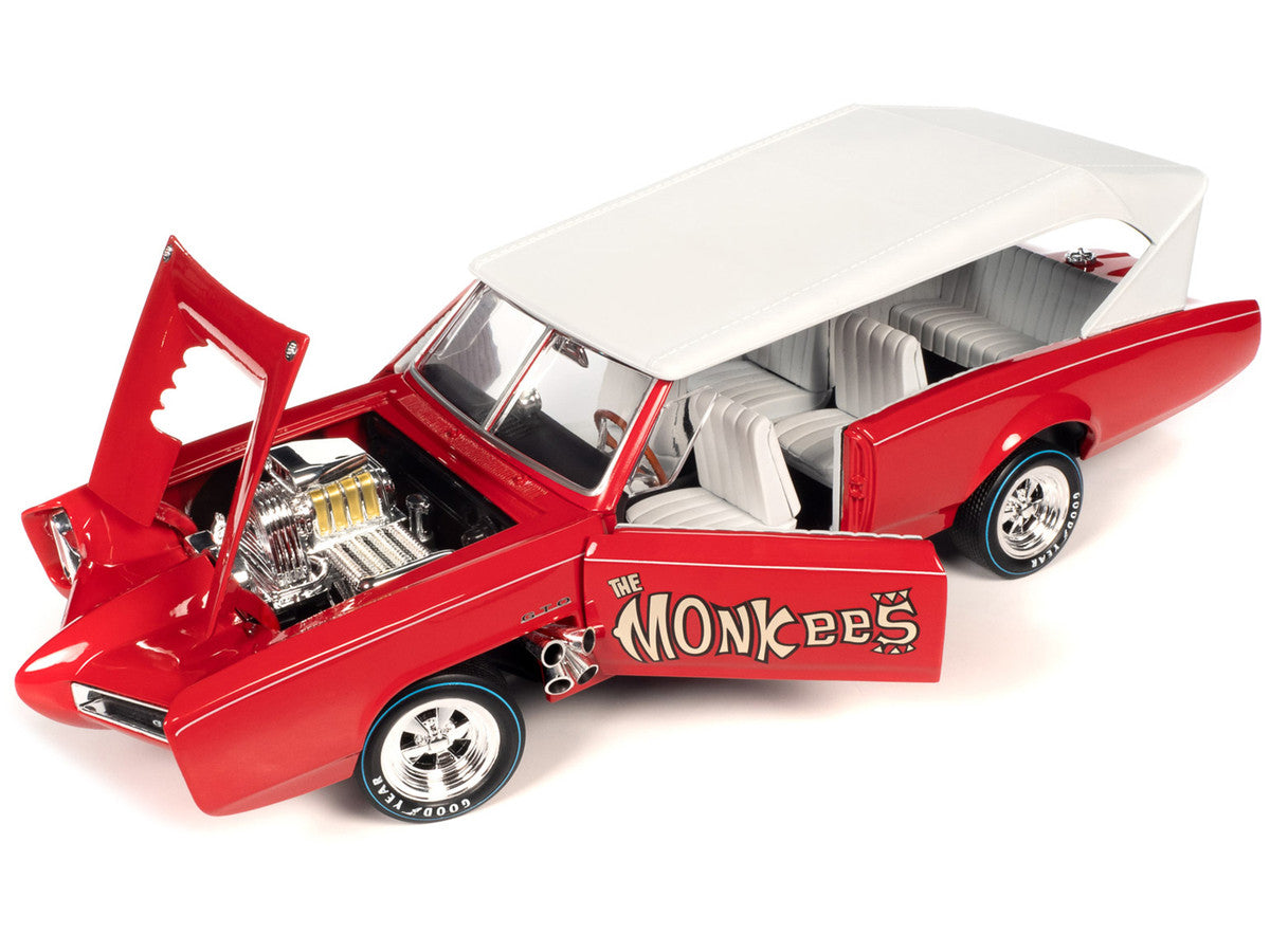 Monkeemobile Red with White Top and Interior "The Monkees" with Four Monkees Figure Cutouts "Silver Screen Machines" Series 1/18 Diecast Model Car by Auto World LuxuryLifeWay Online Store