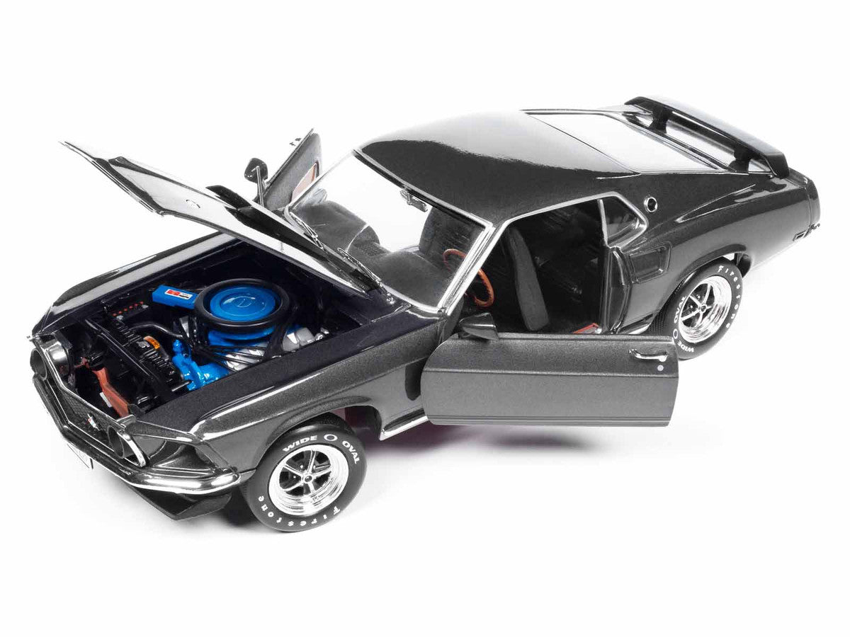 1969 Ford Mustang Dark Gray Metallic with Black Stripes "John Wick" (2014) Movie "Silver Screen Machines" Series 1/18 Diecast Model Car by Auto World LuxuryLifeWay Online Store