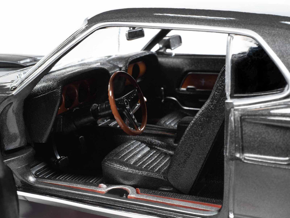 1969 Ford Mustang Dark Gray Metallic with Black Stripes "John Wick" (2014) Movie "Silver Screen Machines" Series 1/18 Diecast Model Car by Auto World LuxuryLifeWay Online Store