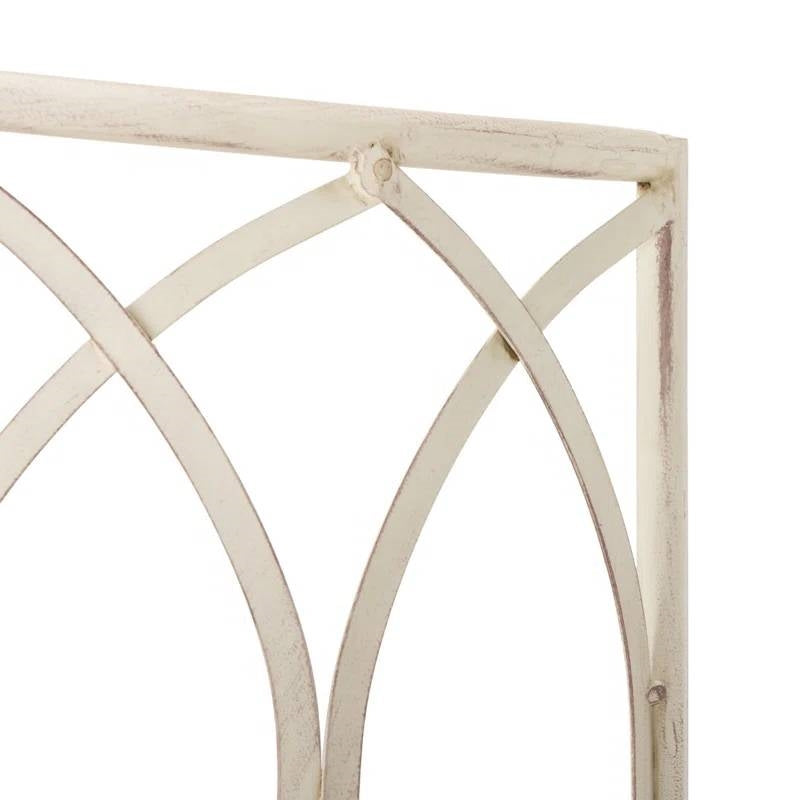 Half-Circle Outdoor Patio Garden Antique White Wrought Iron Tree Bench LuxuryLifeWay Online Store