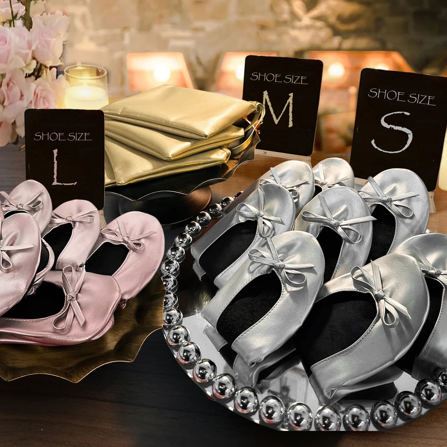 Women's Foldable Portable Ballet Flats Soft Sole Roll Up Slippers Slip OnComfy ancing Flat Shoes for Travel Wedding with Bag LadyShow.Store
