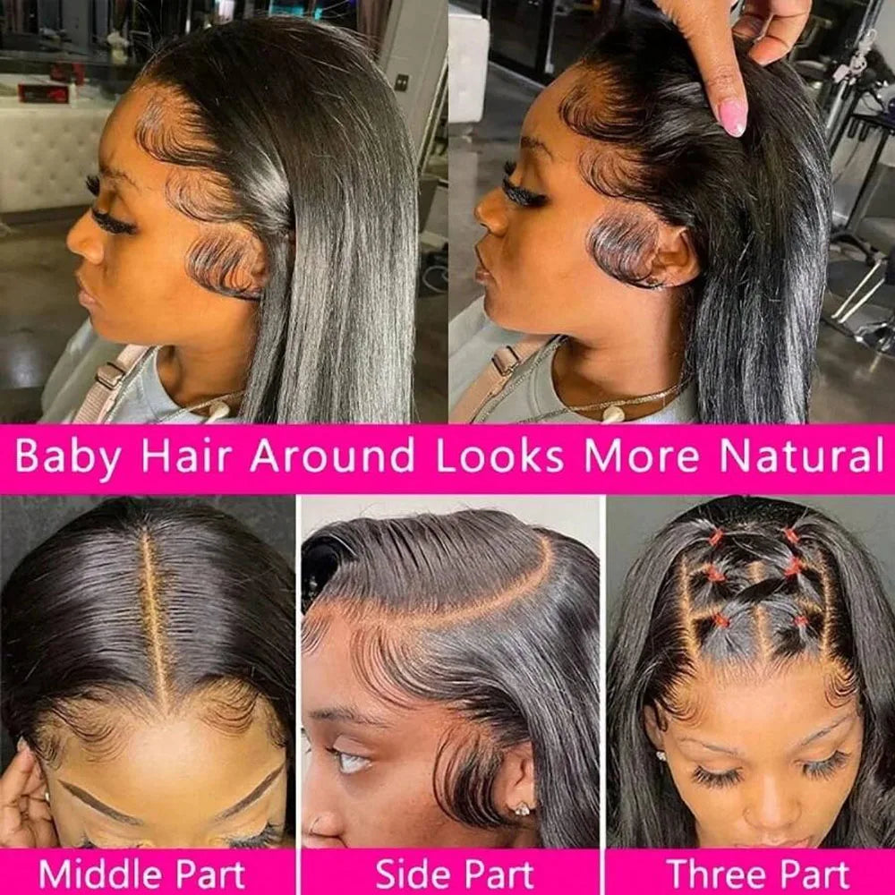 Full Frontal Real HD Lace Wig Human Hair Pre Plucked Bleached Knots 250% Density Straight Human Hair Wigs For Women 26 Inch LadyShow.Store