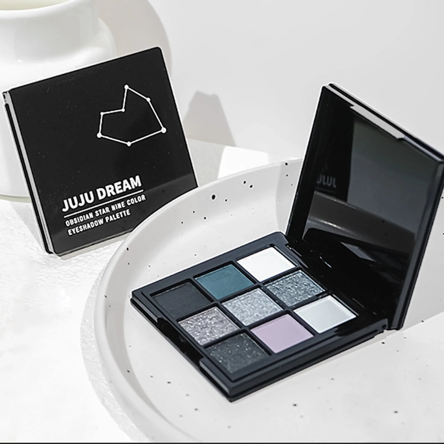 9-shade eyeshadow palette: Black Swan, Smoky, Dark Black, Grey Silver Glitter, Matte Finish, Long-lasting, and easy to color LadyShow.Store