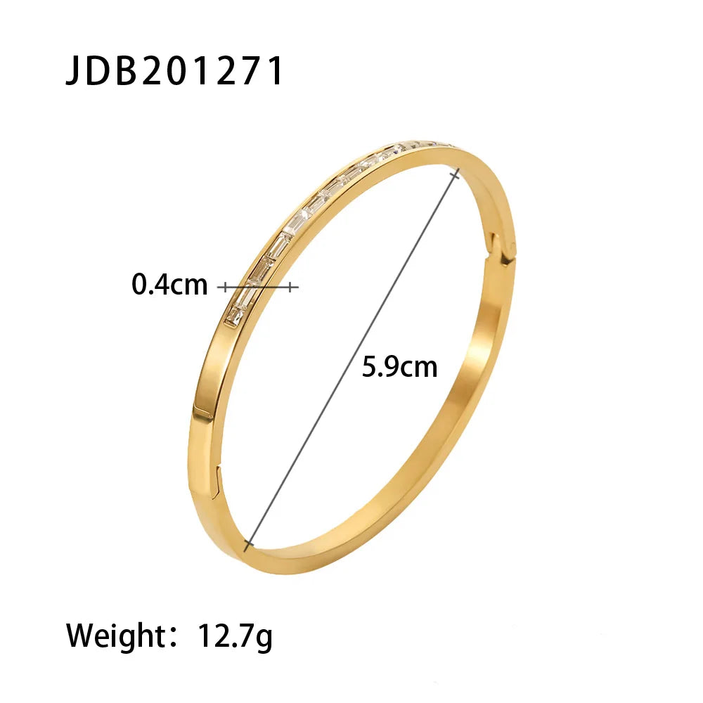 Uworld Fashion Zircon Serpentine Bracelet Ring Stainless Steel Finger Bracelet Stackable Chain Women's Accessories Party Gift Pi-Mart