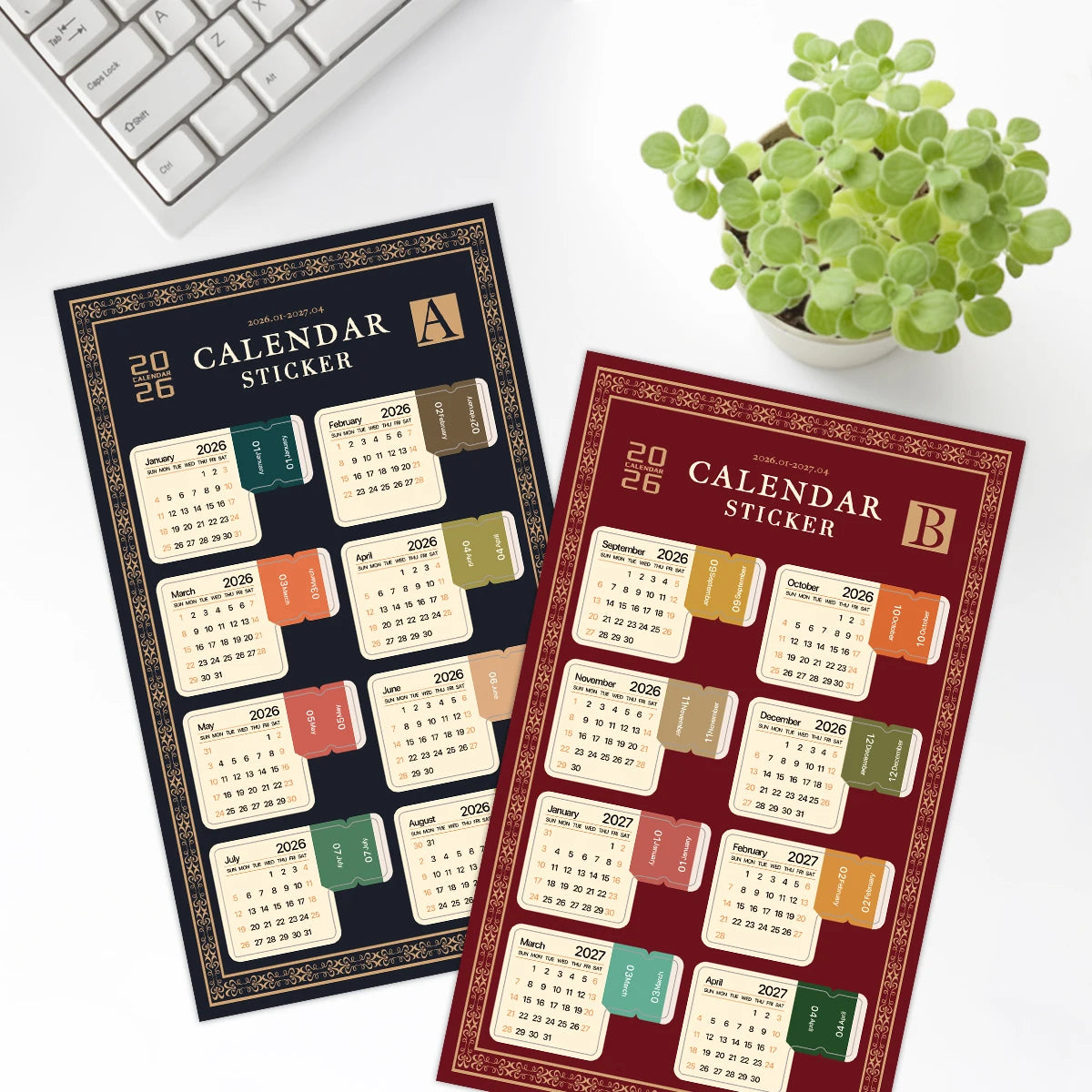 2-Sheet 2026 Calendar Stickers,Tear-Off Date Sheets,Labels For Month Planners,Journals,Diary,Scrapbook,Office&Home Organization Pi-Mart
