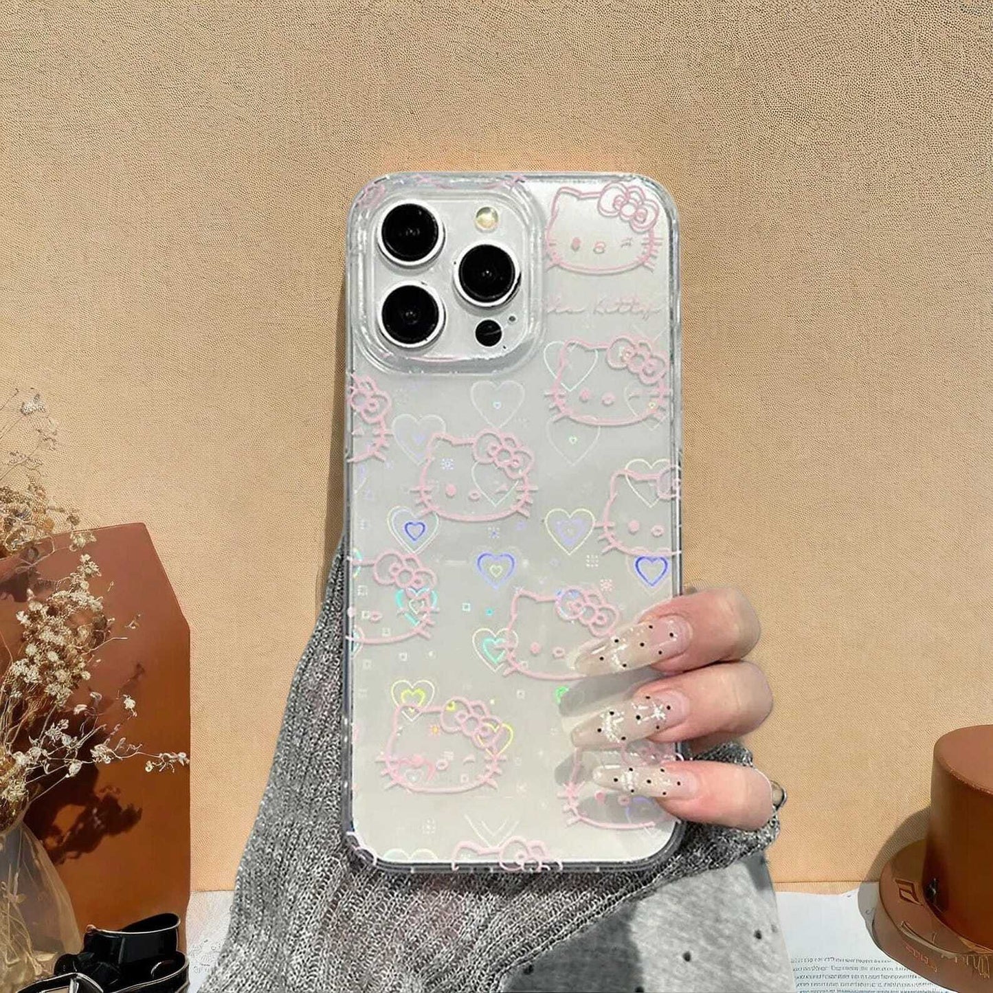 Cute Kitty Bow Kawaii Holder Case for Samsung S25 S24  S23 S22 S21 Cute Bow Laser Protective Cover with Handy Grip Holder LuxuryLifeWay Online Store