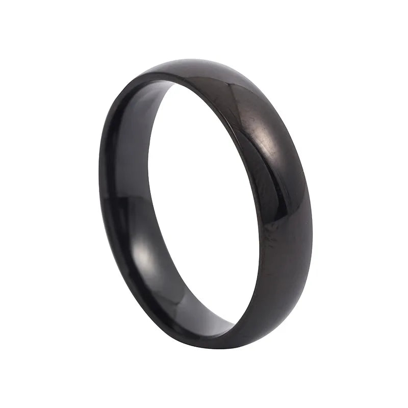 Simple 6mm Titanium Ring Women Men Prevent Allergy High Polished Wedding Rings Stainless Steel Couple Finger Jewelry Gifts Pi-Mart