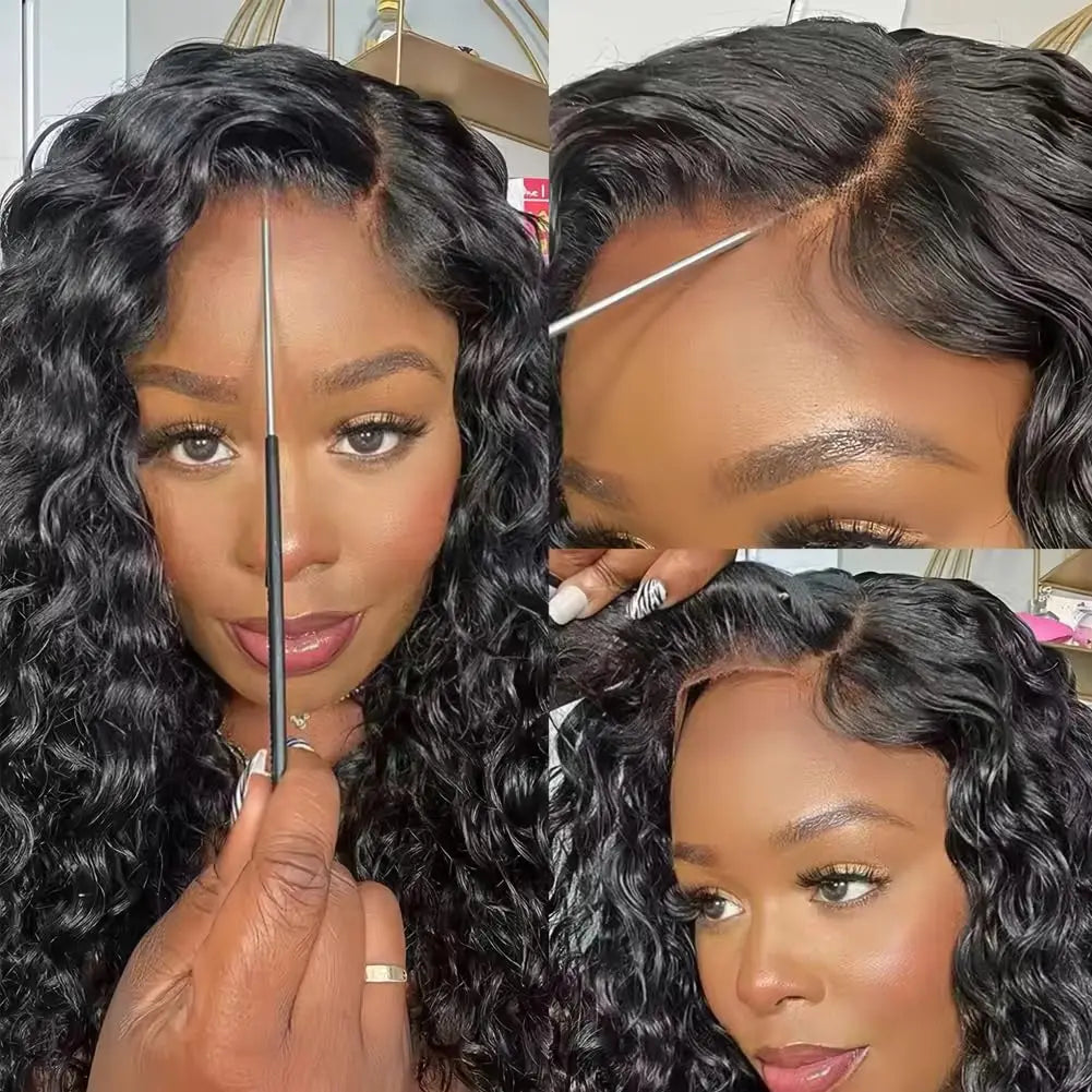 Glueless Wig Deep Wave Human Hair Wigs Ready To Wear Pre-Cut Lace Wear And Go Glueless Wigs Lace Front Human Hair Wig For Women LadyShow.Store