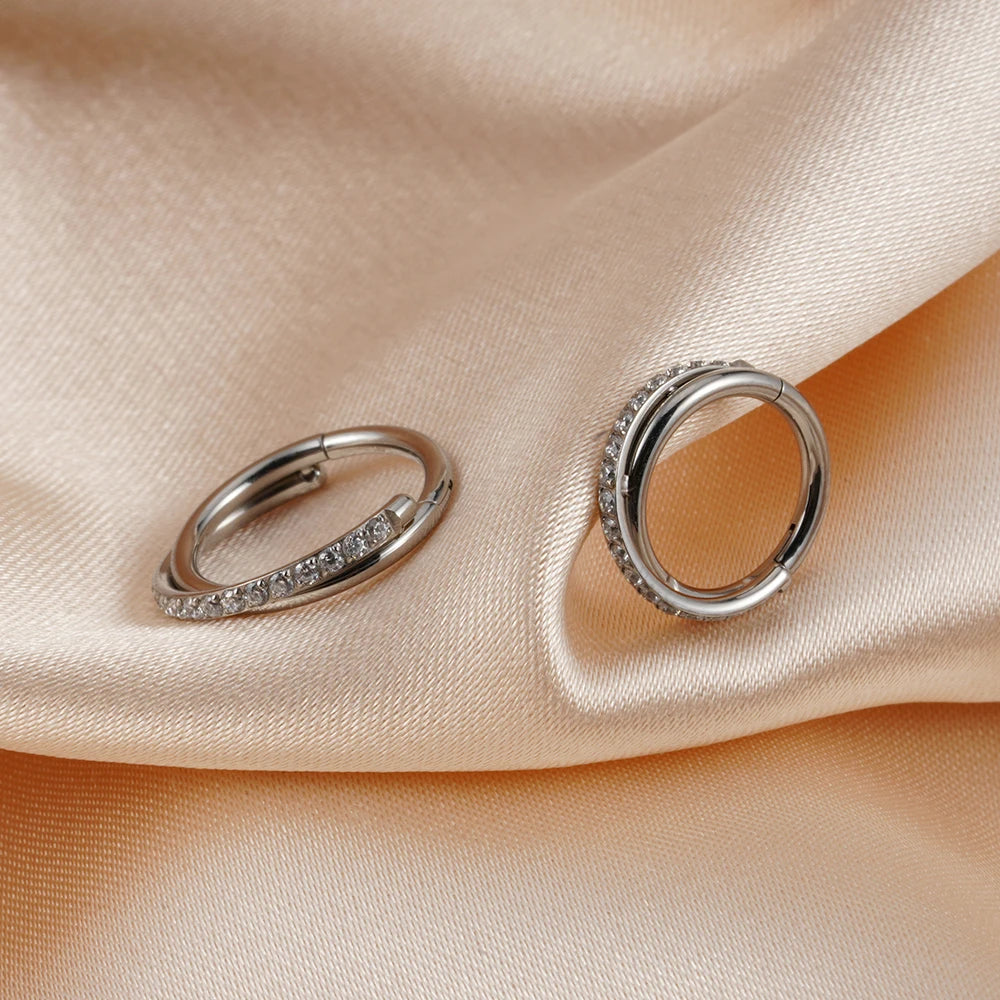 Right Grand Implant Grade Titanium Hinged Seamless Earrings Clicker Hoop Ring for Cartilage Helix Rook Septum Daith Tragus Conch Pi-Mart
